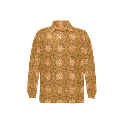 Celtic Pattern Print Design 01 Long Sleeve Polo Shirt For Men's