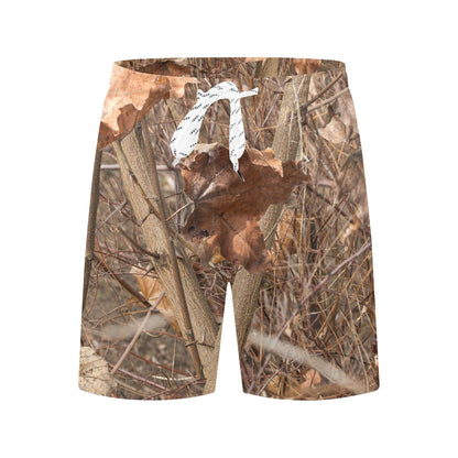 Camo Realistic Tree Forest Autumn Print Men's Swim Trunks Beach Shorts