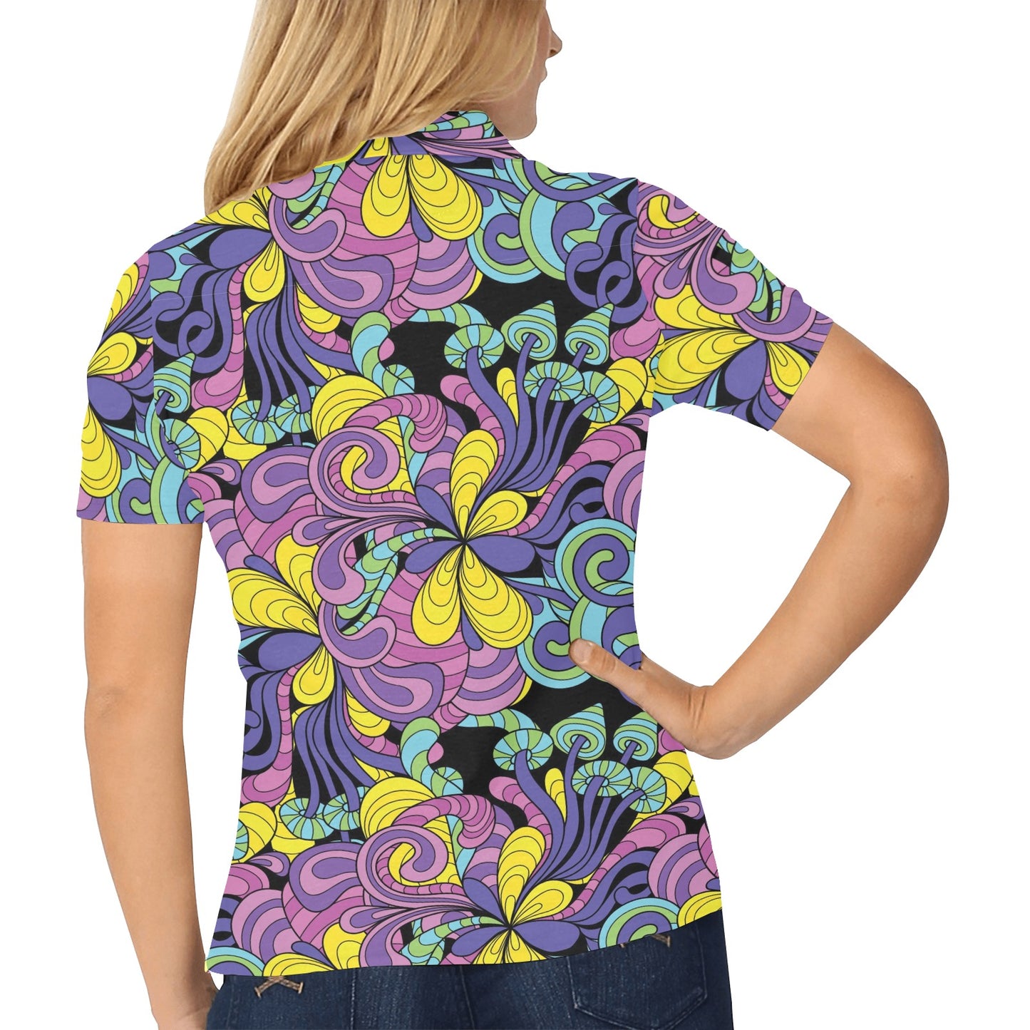 Psychedelic Pattern Print Design A04 Women's Polo Shirt