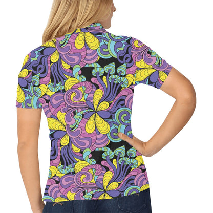Psychedelic Pattern Print Design A04 Women's Polo Shirt
