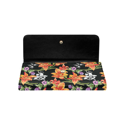 Tropical Flower Pattern Print Design TF02 Women's Trifold Wallet