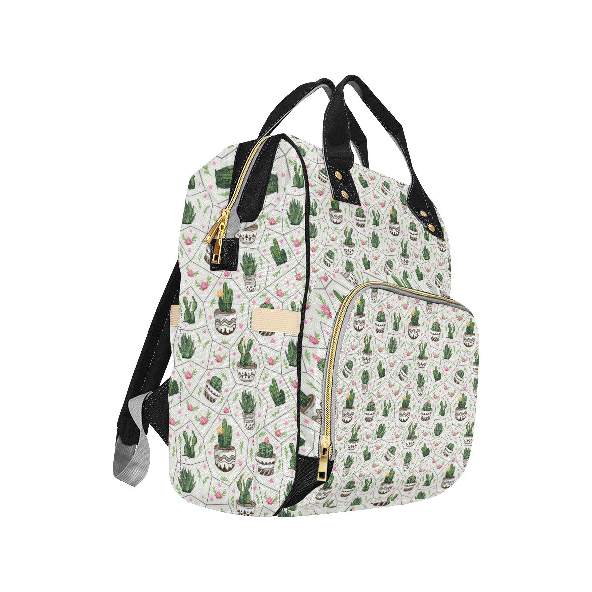 Cactus Pattern Print Design 04 Diaper Bag Backpack