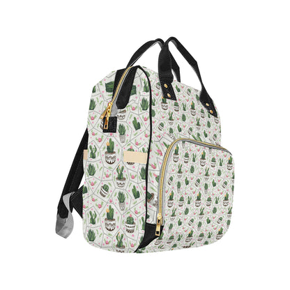 Cactus Pattern Print Design 04 Diaper Bag Backpack