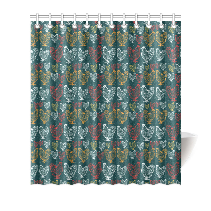 Rooster Hand Draw Design Shower Curtain
