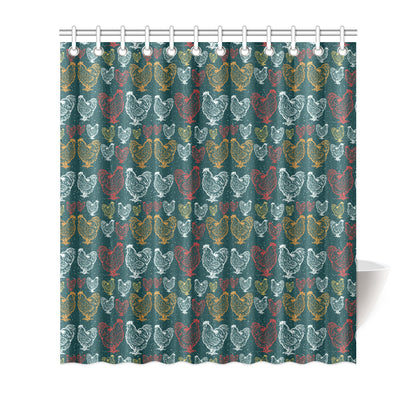 Rooster Hand Draw Design Shower Curtain