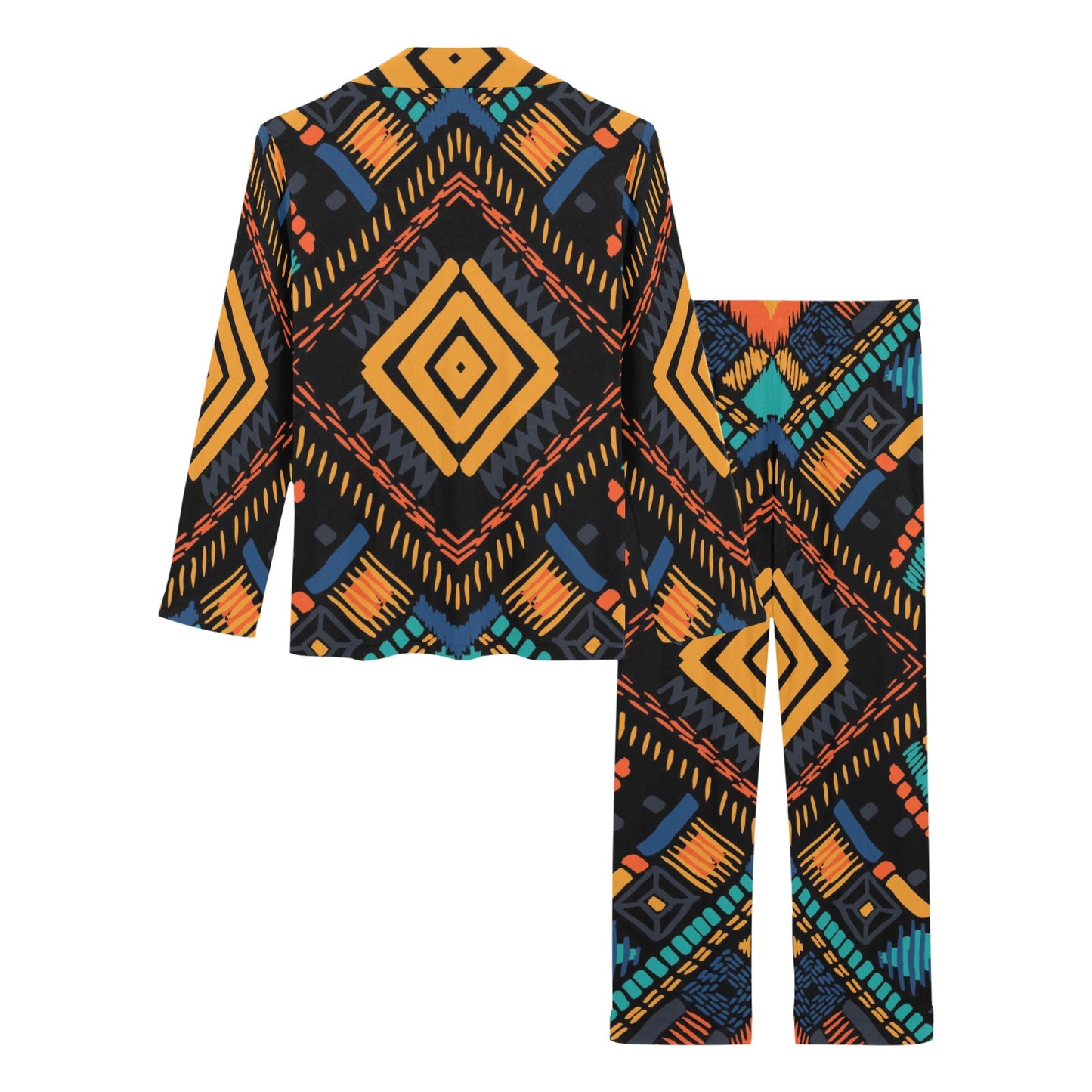 Kente Pattern Print Design 05 Women's Long Pajama Set