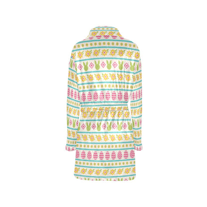 Easter Eggs Pattern Print Design RB016 Women's Fleece Robe