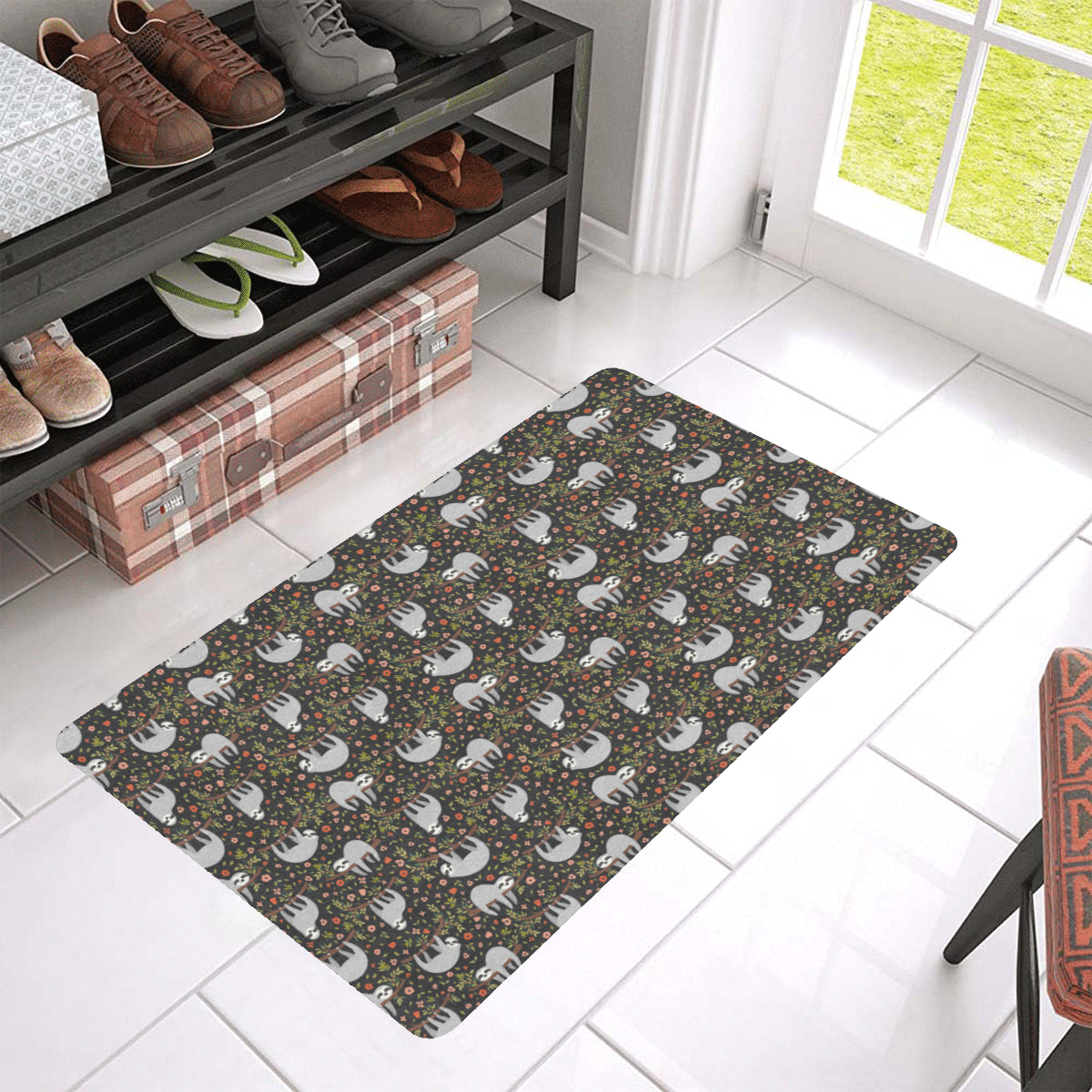 Sloth Cute Design Themed Print Rubber Doormat