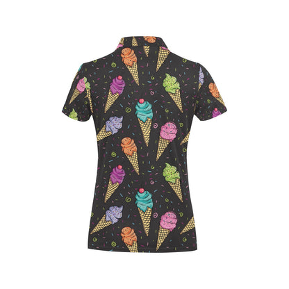 Ice Cream Pattern Print Design IC06 Women's Polo Shirt