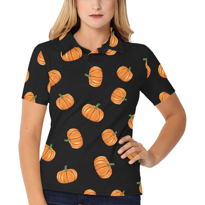 Pumpkin Pattern Print Design A05 Women's Polo Shirt