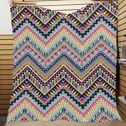 Multicolor zigzag Tribal Aztec Premium Quilt