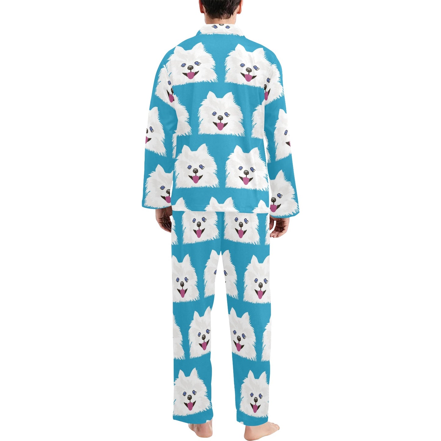 Pomeranians Pattern Print Design A05 Men's Long Pajama Set