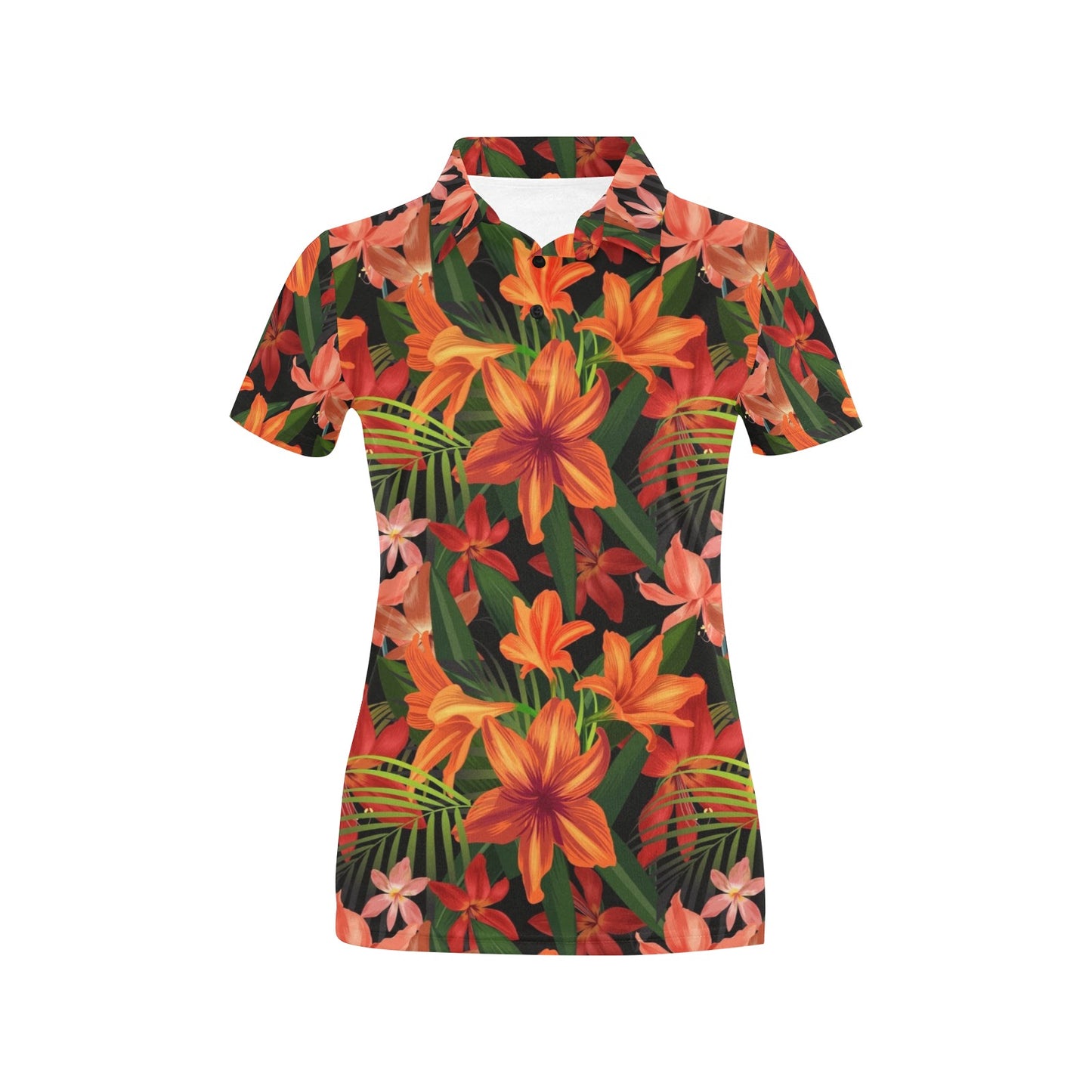 Amaryllis Pattern Print Design AL05 Women's Polo Shirt