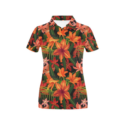 Amaryllis Pattern Print Design AL05 Women's Polo Shirt