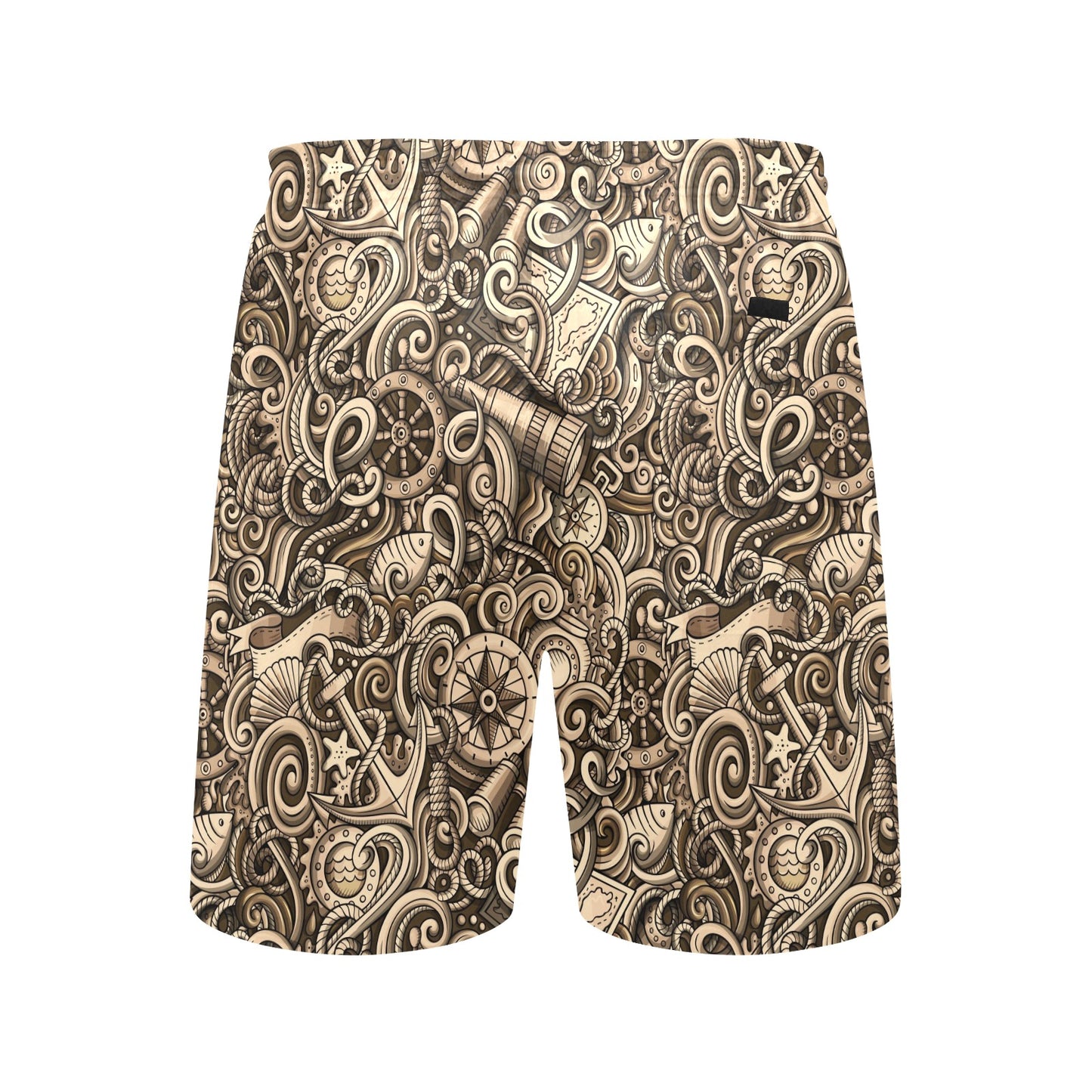 Nautical Tattoo Design Themed Print Men's Swim Trunks Beach Shorts