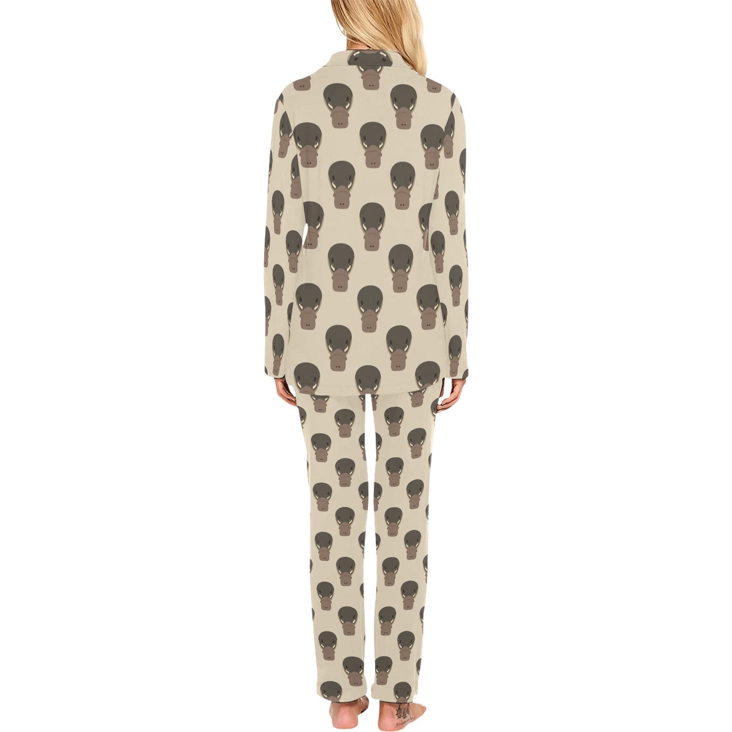 Platypus Pattern Print Design A03 Women's Long Pajama Set