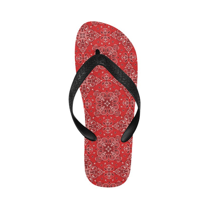 Bandana Red Pattern Print Design LKS3010 Flip Flops