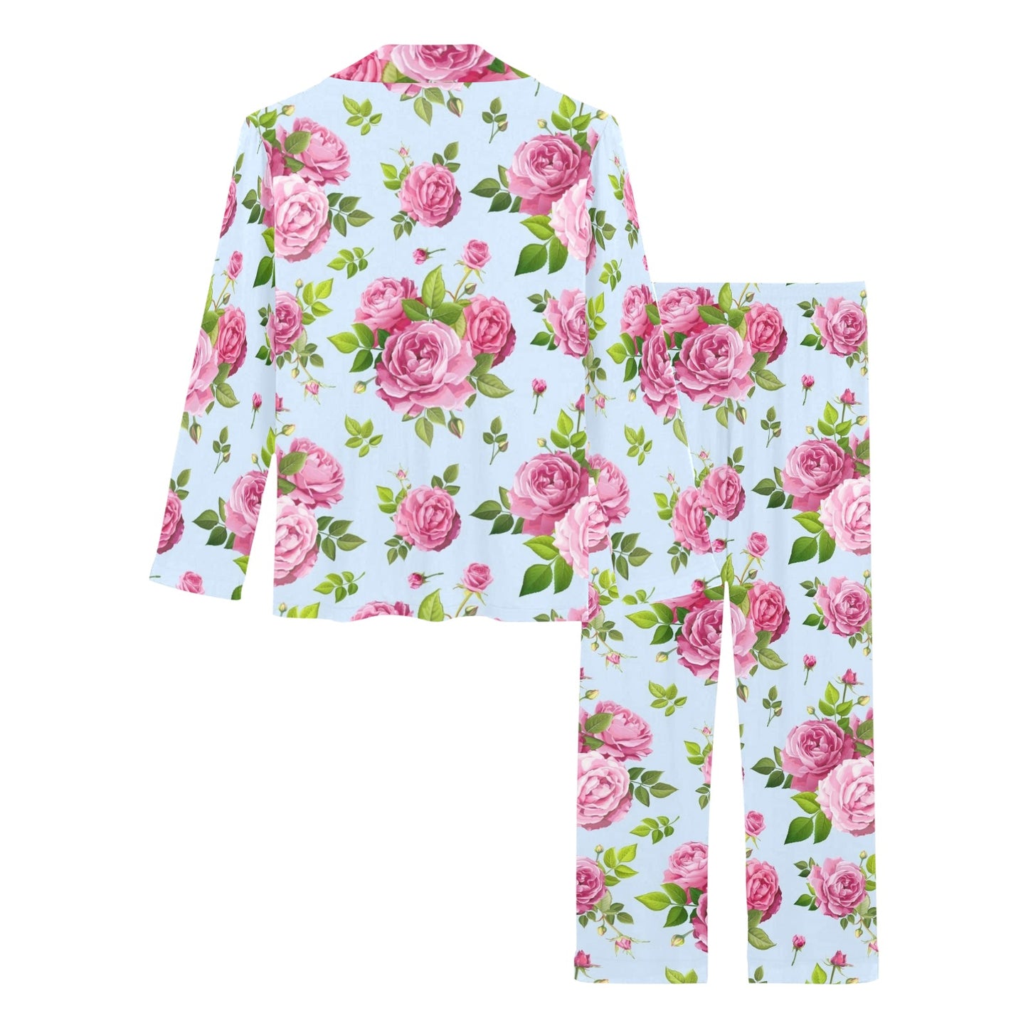Rose Pink Pattern Print Design RO08 Women's Long Pajama Set