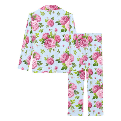 Rose Pink Pattern Print Design RO08 Women's Long Pajama Set