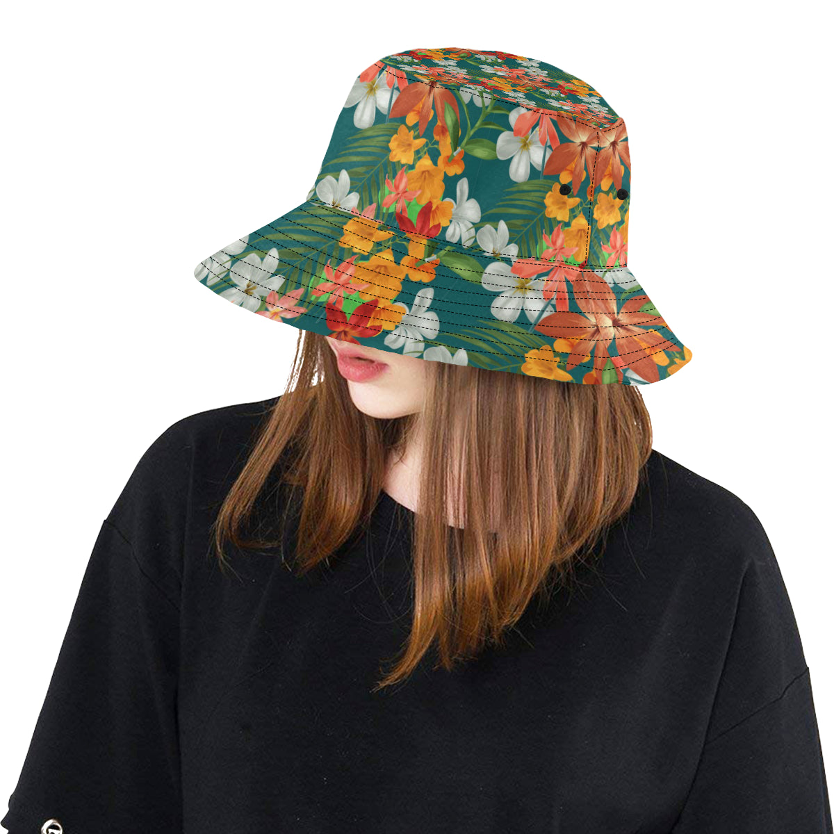 Amaryllis Pattern Print Design AL06 Unisex Bucket Hat
