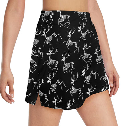 Deer Skeleton Print Pattern 17" Golf & Pickleball Skort with Pockets