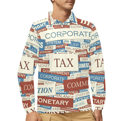 Accounting Financial Pattern Print Design 01 Long Sleeve Polo Shirt For Men's