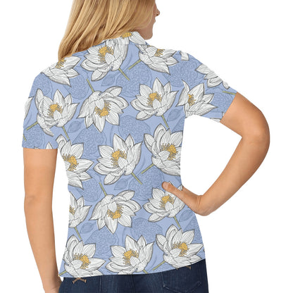 Lotus Pattern Print Design 04 Women's Polo Shirt