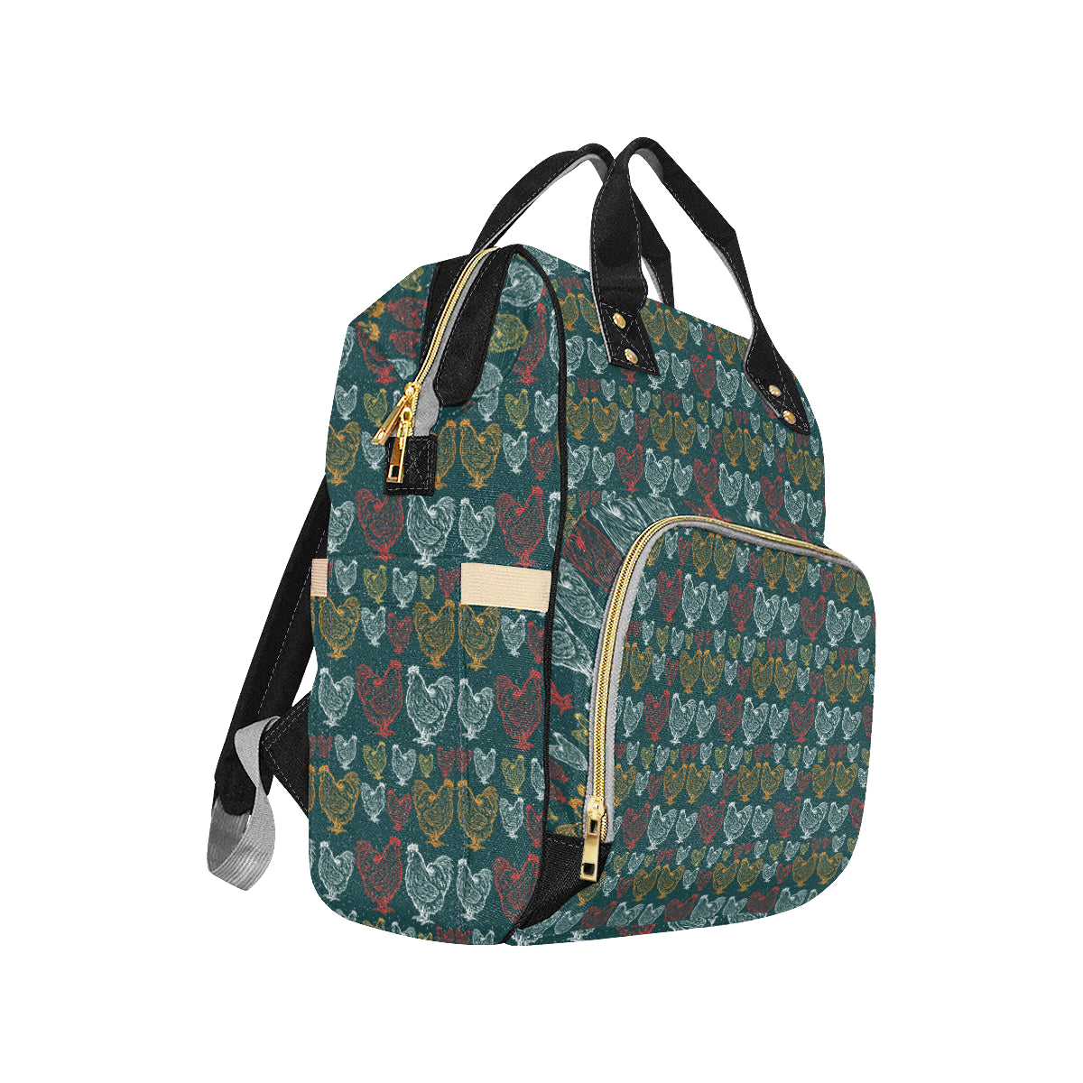 Rooster Hand Draw Design Diaper Bag Backpack