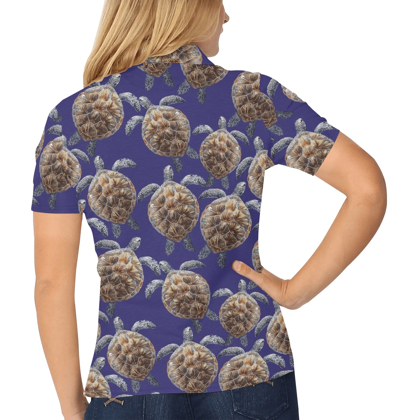 Sea Turtle Pattern Print Design T05 Women's Polo Shirt