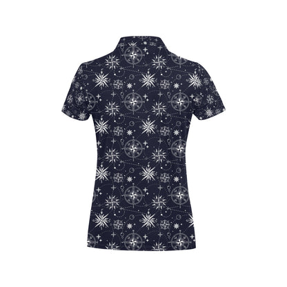 Nautical Sky Design Themed Print Women's Polo Shirt