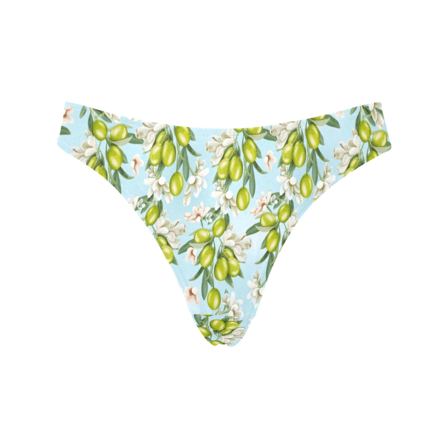 Elegant Olive Floral Print Women's Thongs