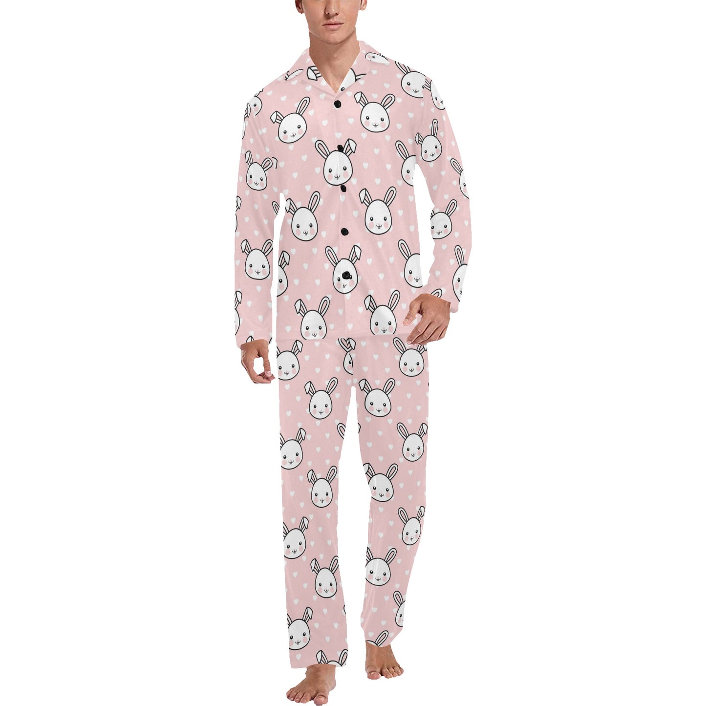 Rabbit Pattern Print Design RB02 Men's Long Pajama Set