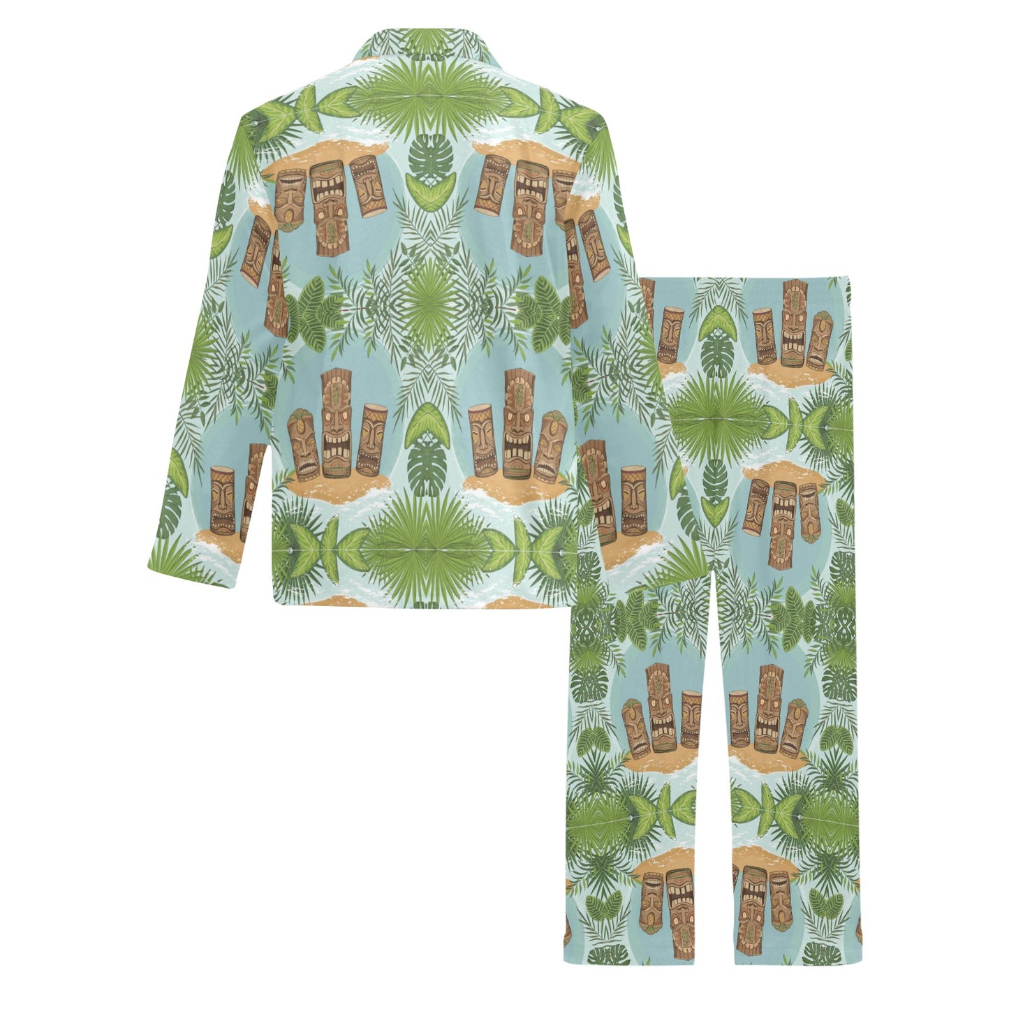 Tiki Wood Island Men's Long Pajama Set