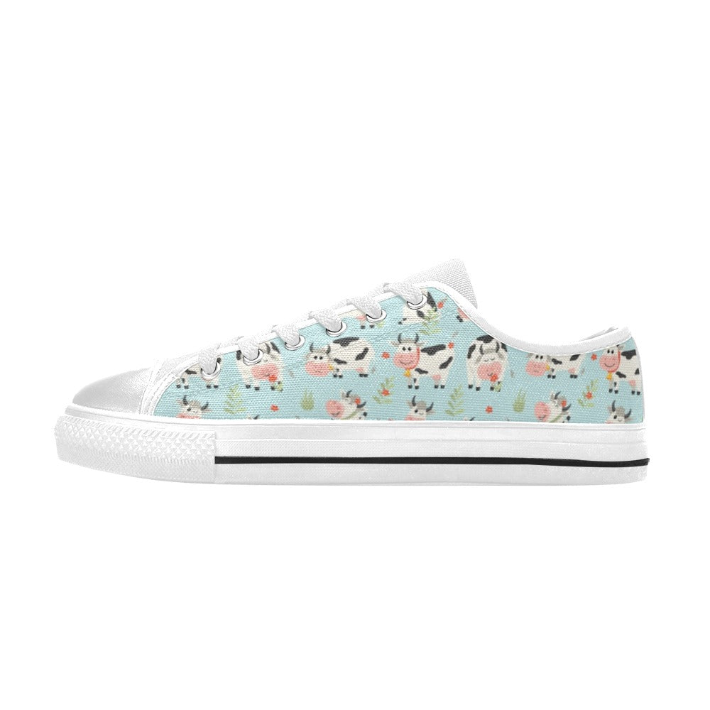 Cattle Print Design LKS403 Women's White Low Top Shoes