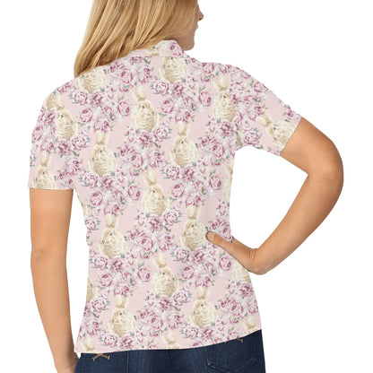Rabbit Print Design LKS403 Women's Polo Shirt