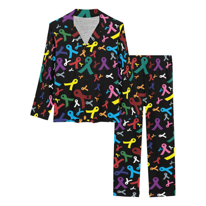 Cancer Awareness Pattern Print Design 03 Women's Long Pajama Set