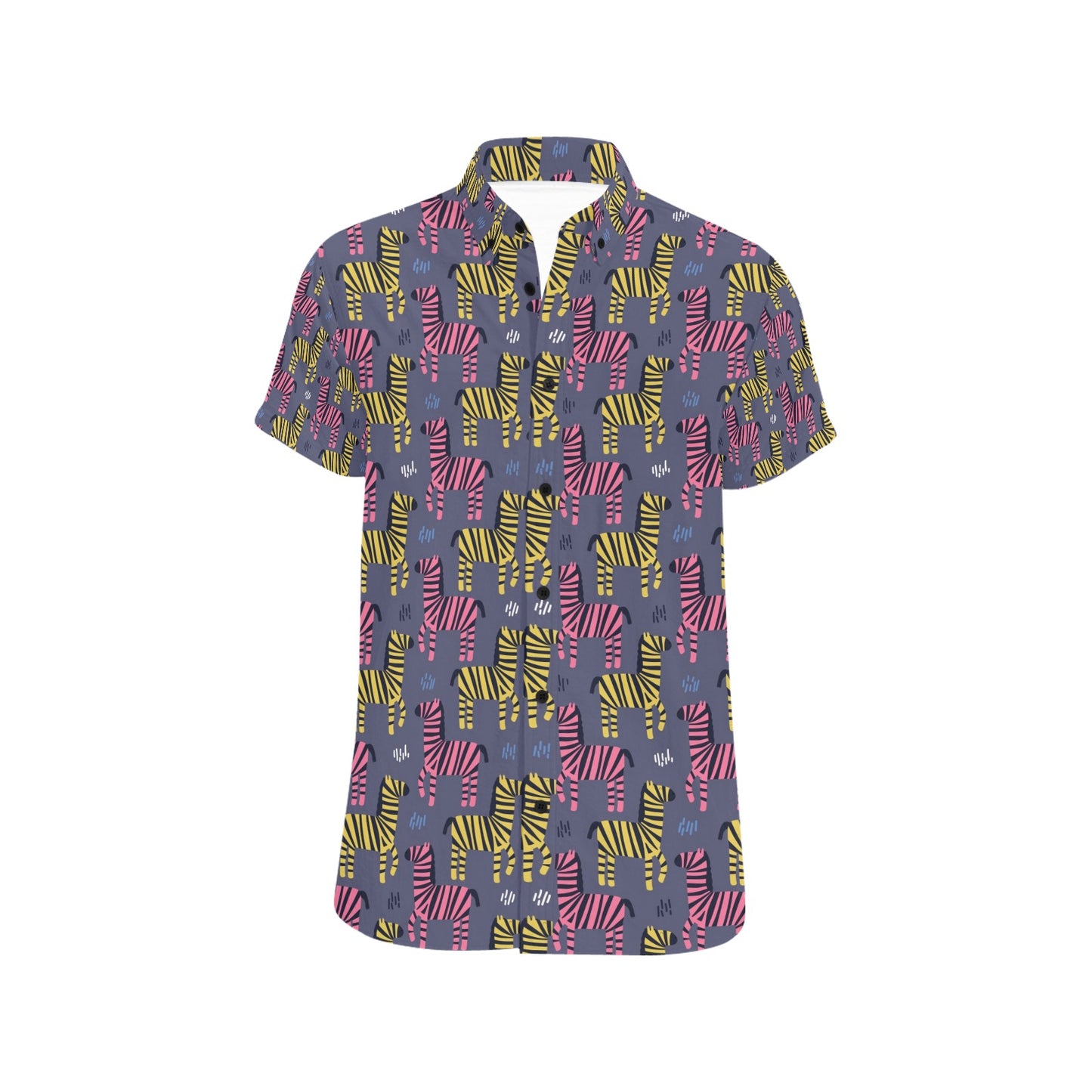 Zebra Print Design LKS303 Men Short Sleeve Button Up Shirt