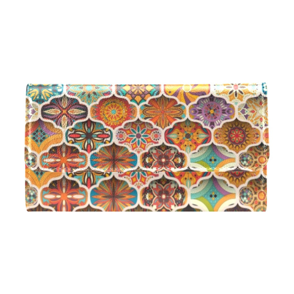 Mandala Mosaic Themed Design Print Women's Trifold Wallet
