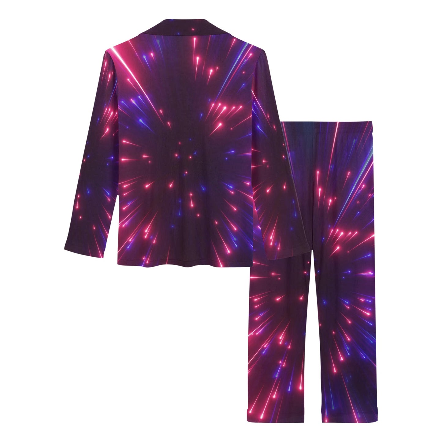Celestial Purple Blue Neon Speed Light Women's Long Pajama Set