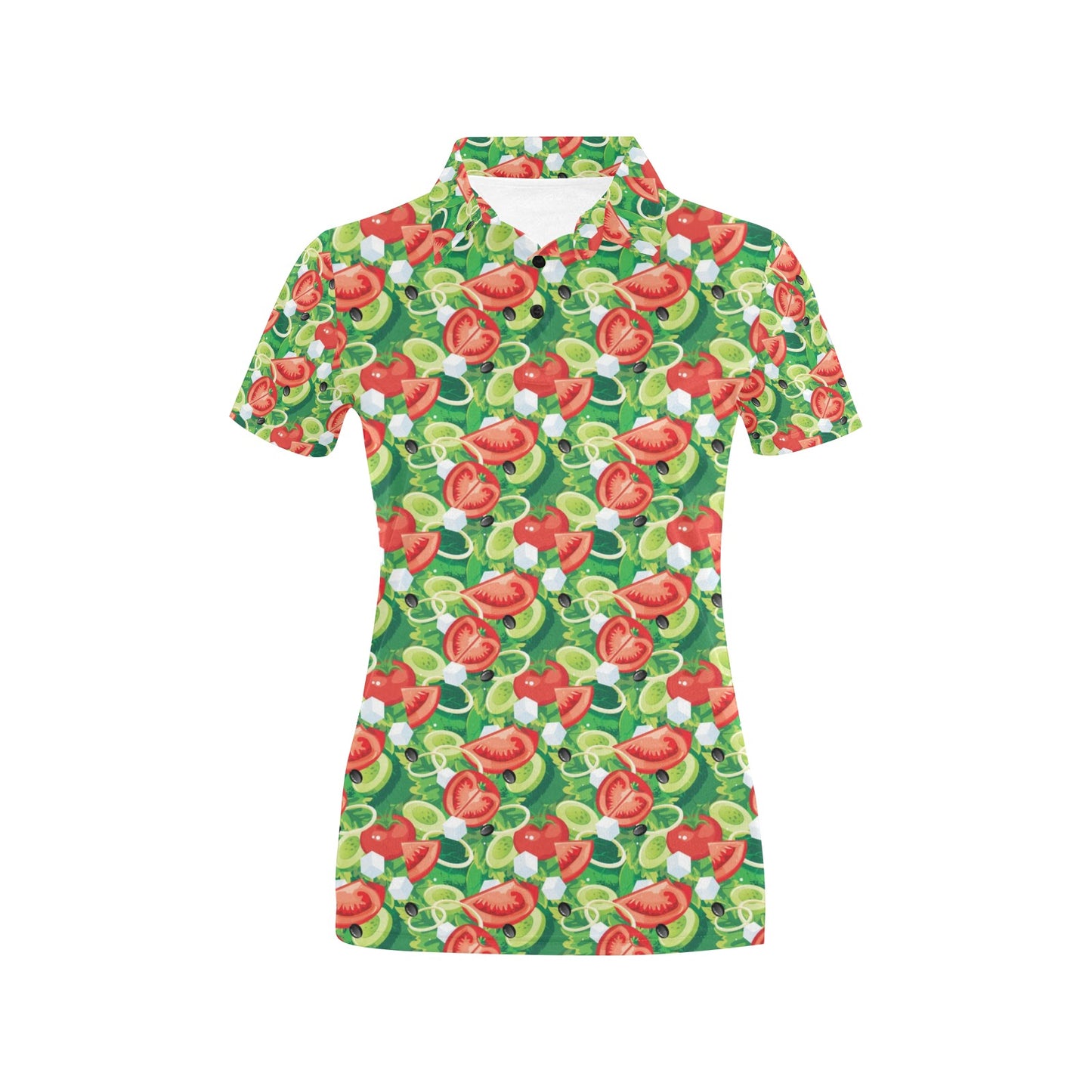 Vegan Salad Themed Design Print Women's Polo Shirt
