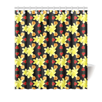 Yellow Plumeria Pattern Print Design PM04 Shower Curtain