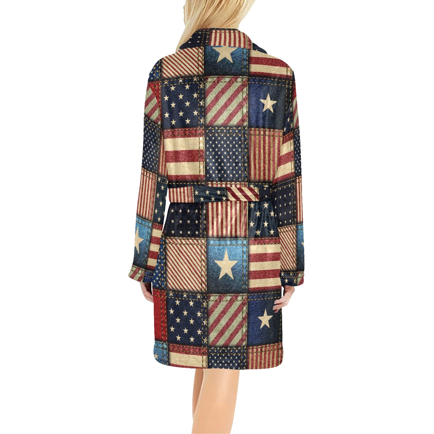 American flag Patchwork Design Women's Fleece Robe
