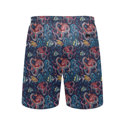 Underwater Giant Squid Print Design LKS302 Men's Swim Trunks Beach Shorts