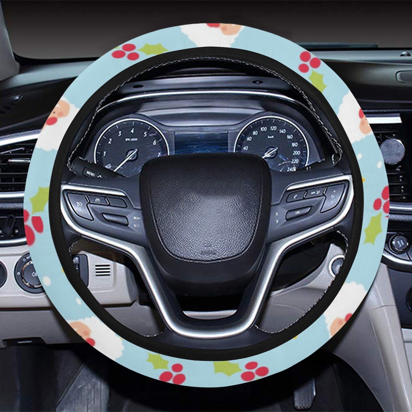 Santa Themed Print Design LKS301 Steering Wheel Cover with Elastic Edge