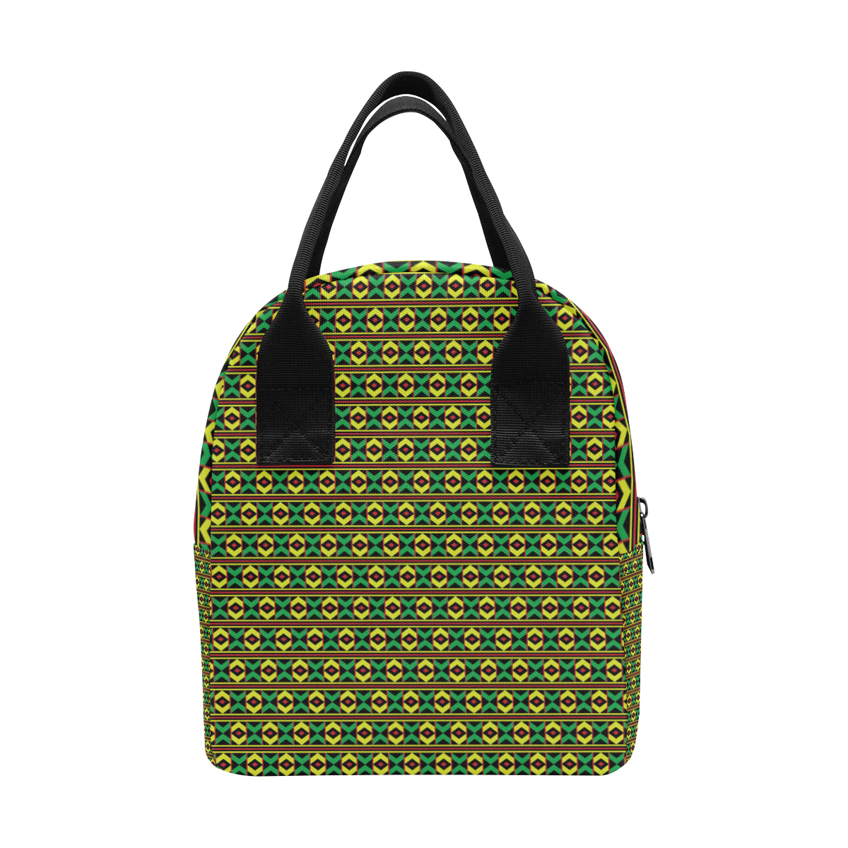 African Geometric Print Pattern Insulated Lunch Bag
