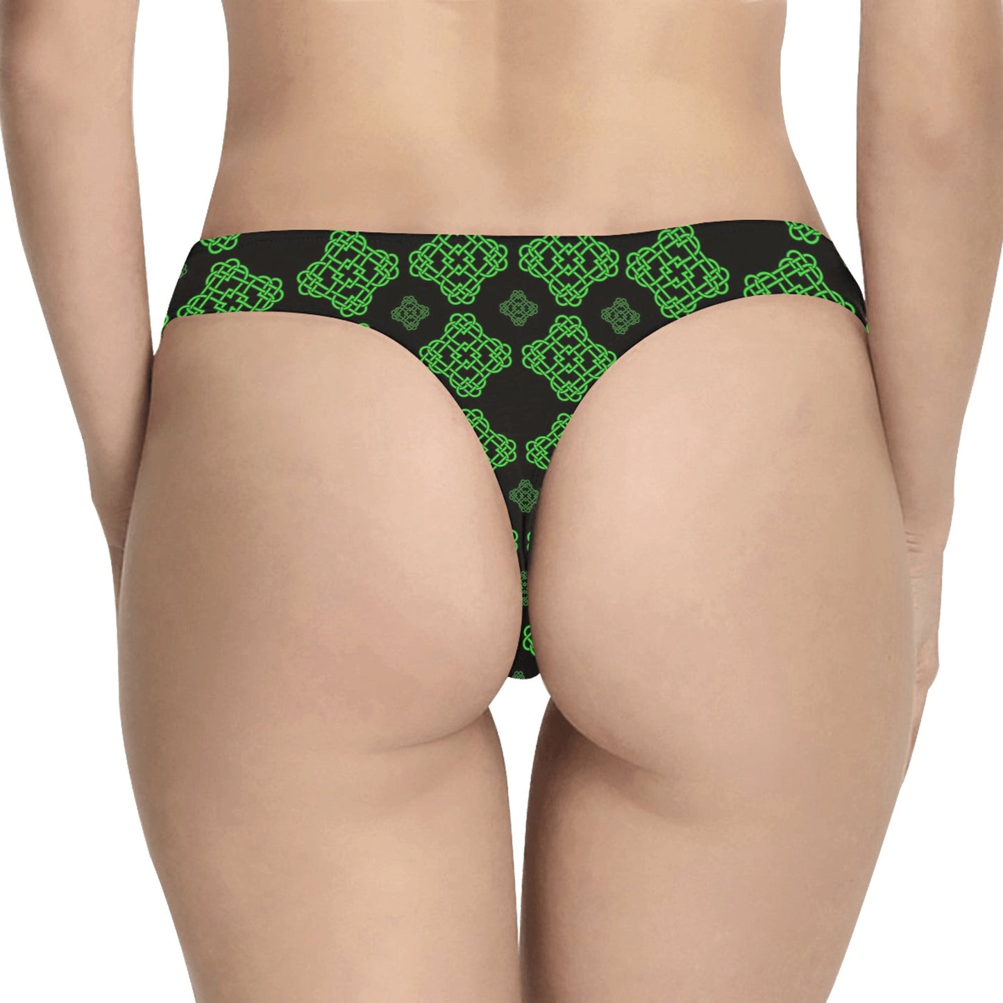 Celtic Knot Green Neon Design Women's Thongs