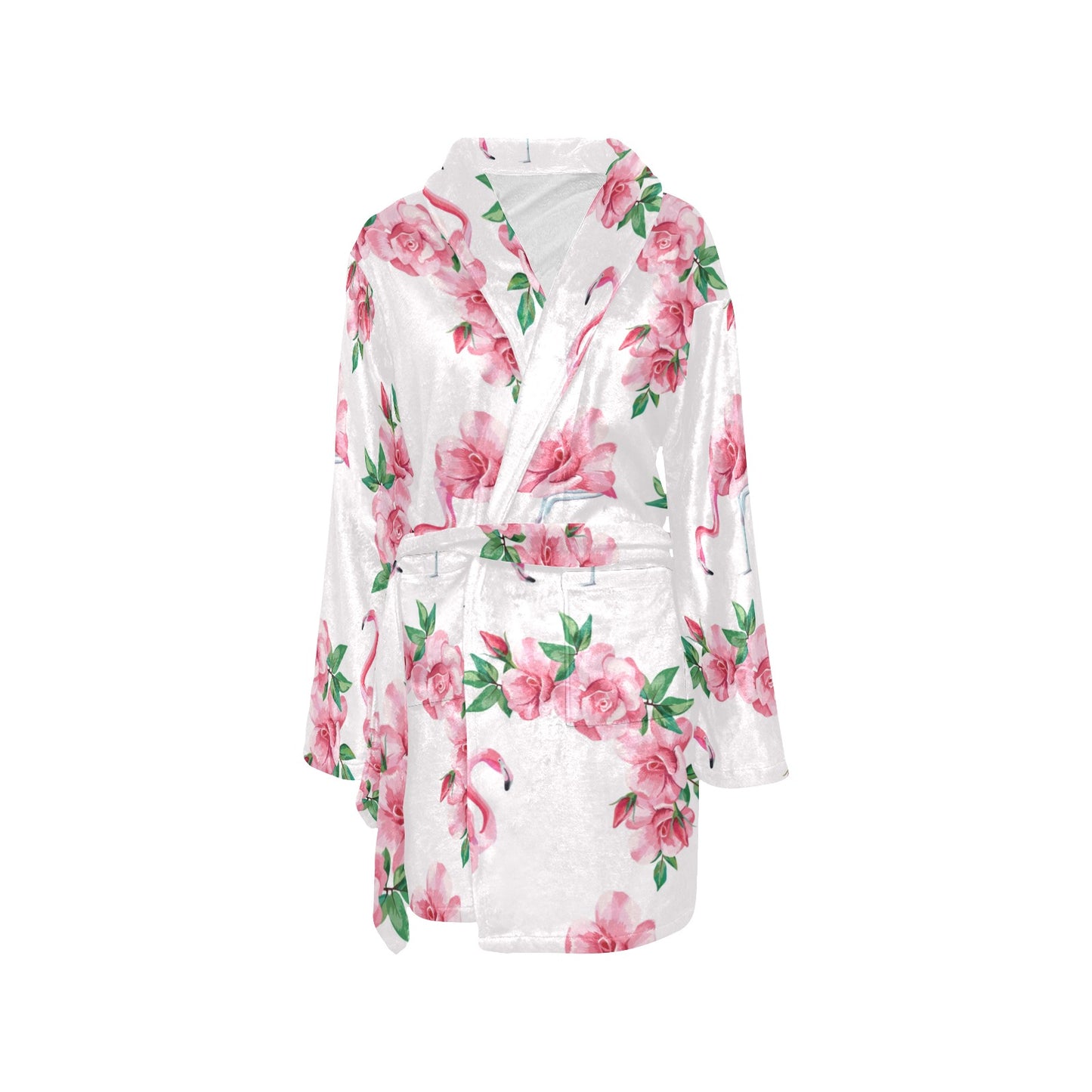 Flamingo Rose Pattern Women's Fleece Robe