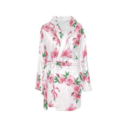 Flamingo Rose Pattern Women's Fleece Robe