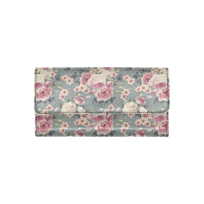 Peony Pattern Print Design PE05 Women's Trifold Wallet