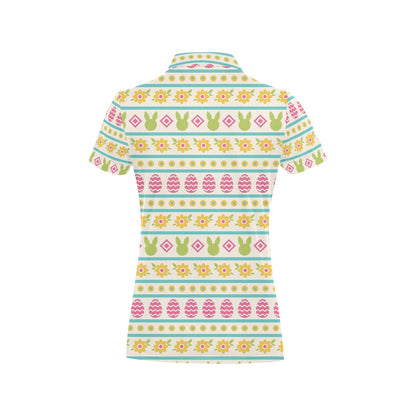 Easter Eggs Pattern Print Design RB016 Women's Polo Shirt